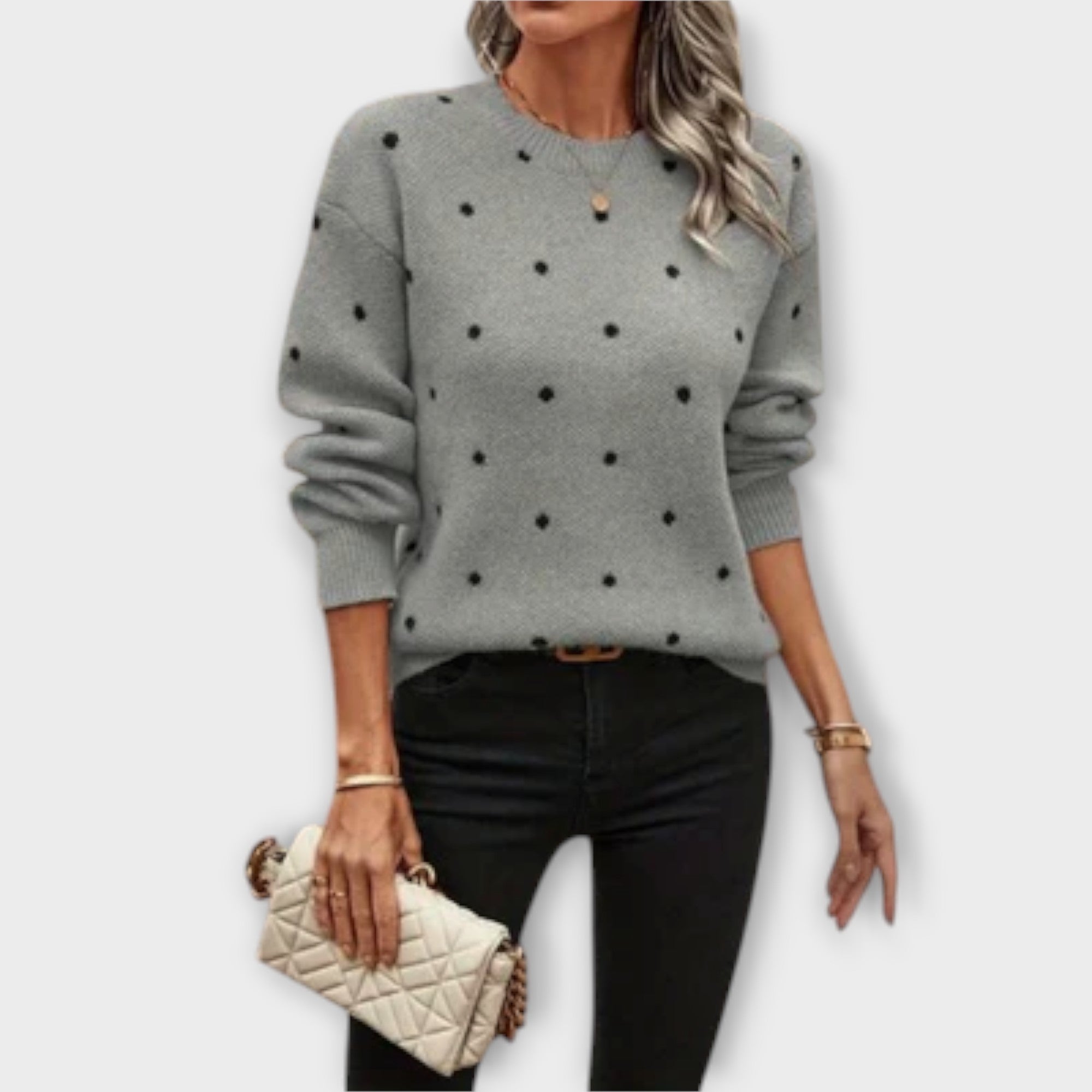 Ava | long-sleeved knitted jumper with a spotted pattern