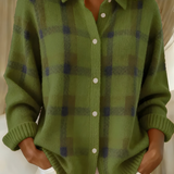 Soft Checked Women's Cardigan – Elegant and Comfortable Knitted Plaid