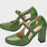 Yara | Brown Heeled Shoes with T-Strap