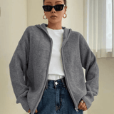 Knitted zip-up sweater for women