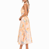 Aurora | Halter Neck Dress with Watercolour Print