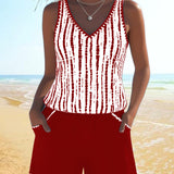 Mia | Casual Printed Two-Piece Swimsuit with V-Neck and Pockets