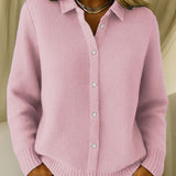 Women's Soft Knit Buttoned Vest – Classic Long Sleeves