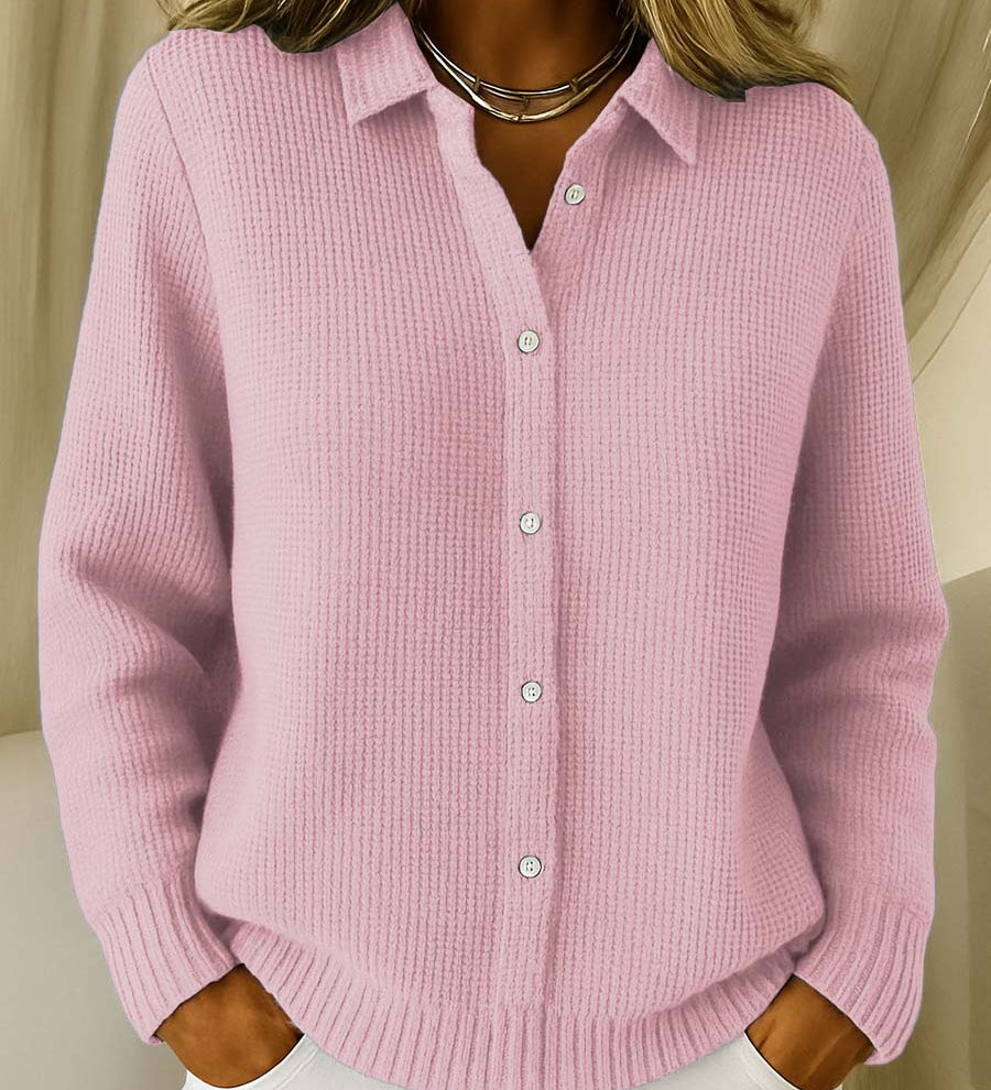 Women's Soft Knit Buttoned Vest – Classic Long Sleeves