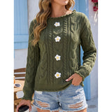 Women's Hand-Knitted Crochet Patchwork Sweater – Loose and Comfortable Fit, Bohemian Style