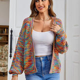 Women's Long Sleeve Cardigan with Loose Fit – European-American Casual Style