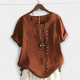 Sand | Button and Short Sleeved Blouse
