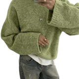 Loose-fit women's solid-colour knitted sweater – Soft and easy to wear