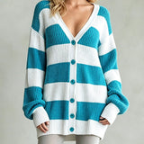 Women's striped knit coatigan - Soft and comfortable