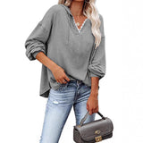 Women's V-neck lace hoodie sweatshirt with long sleeves