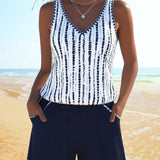 Mia | Casual Printed Two-Piece Swimsuit with V-Neck and Pockets