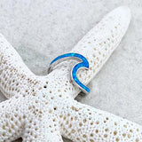 Wavy Silver Ring with Blue Opal