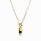 Gold Necklace with Rectangular Clasp