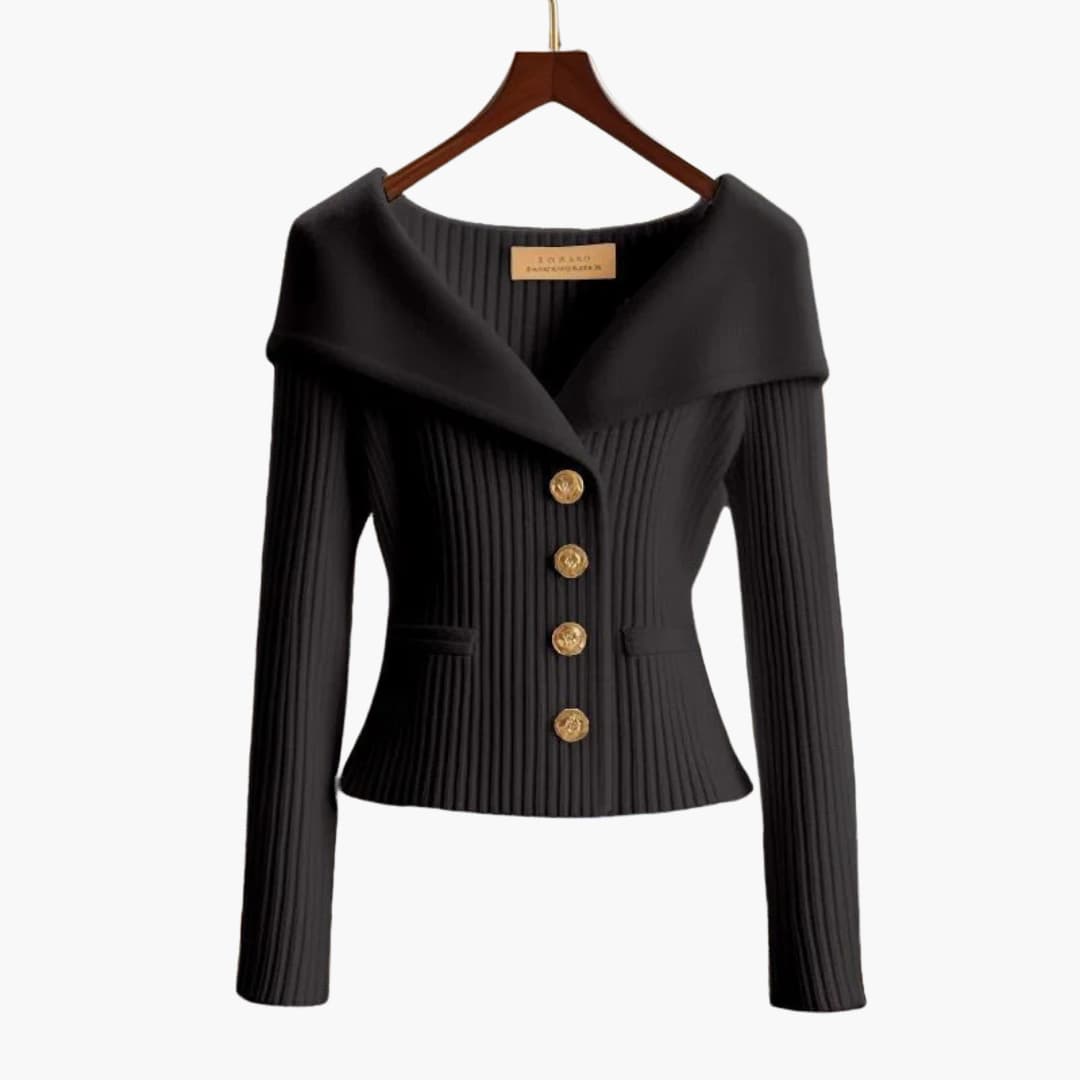 Short and Stylish Women's Ribbed Gilet - Comfortable Knitted Cardigan with Buttons