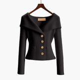 Short and Stylish Women's Ribbed Gilet - Comfortable Knitted Cardigan with Buttons
