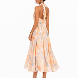 Aurora | Halter Neck Dress with Watercolour Print