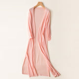Lightweight Open Long Cardigan for Women with 3/4 Sleeves