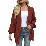Women's chunky knit coatigan – Comfortable oversized style with lantern sleeves