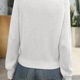 Elegant and Comfortable V-neck Sweater for Women – Knitted with Openwork Sleeves