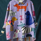 Coralie | Women's Dog Art Print Casual Shirt