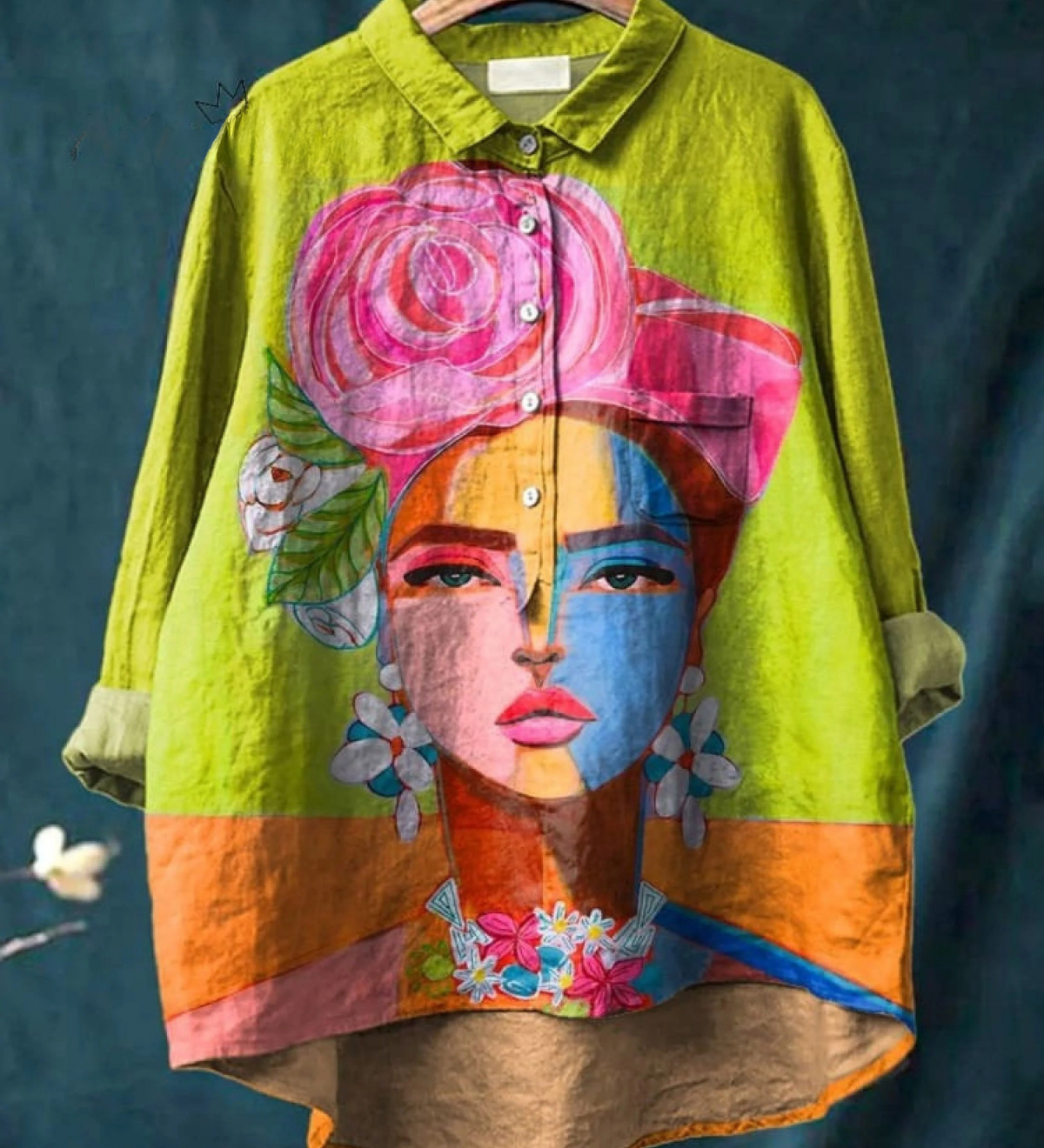 Eugen | Oil Painting Freda Portree Art Printed Women's Casual Shirt
