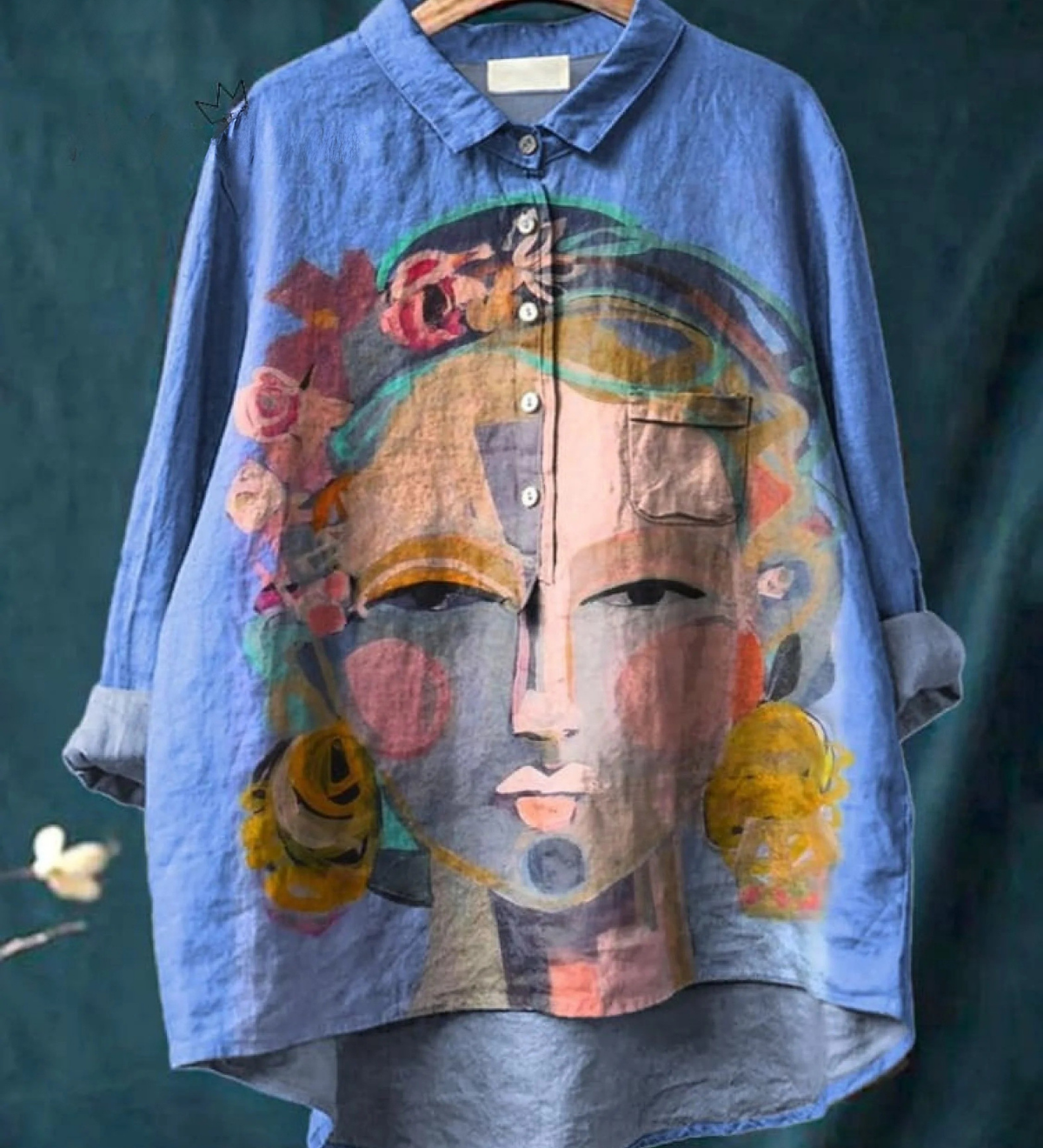 Eugen | Oil Painting Freda Portree Art Printed Women's Casual Shirt