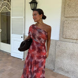 Long Off-Shoulder Watercolour Dress