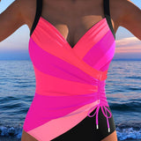 Mercedes™ | Luxury swimsuit with crossover neckline and multicoloured print