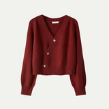 Women’s Premium Wool Cardigan with V-Neck - Short and Comfortable Knit