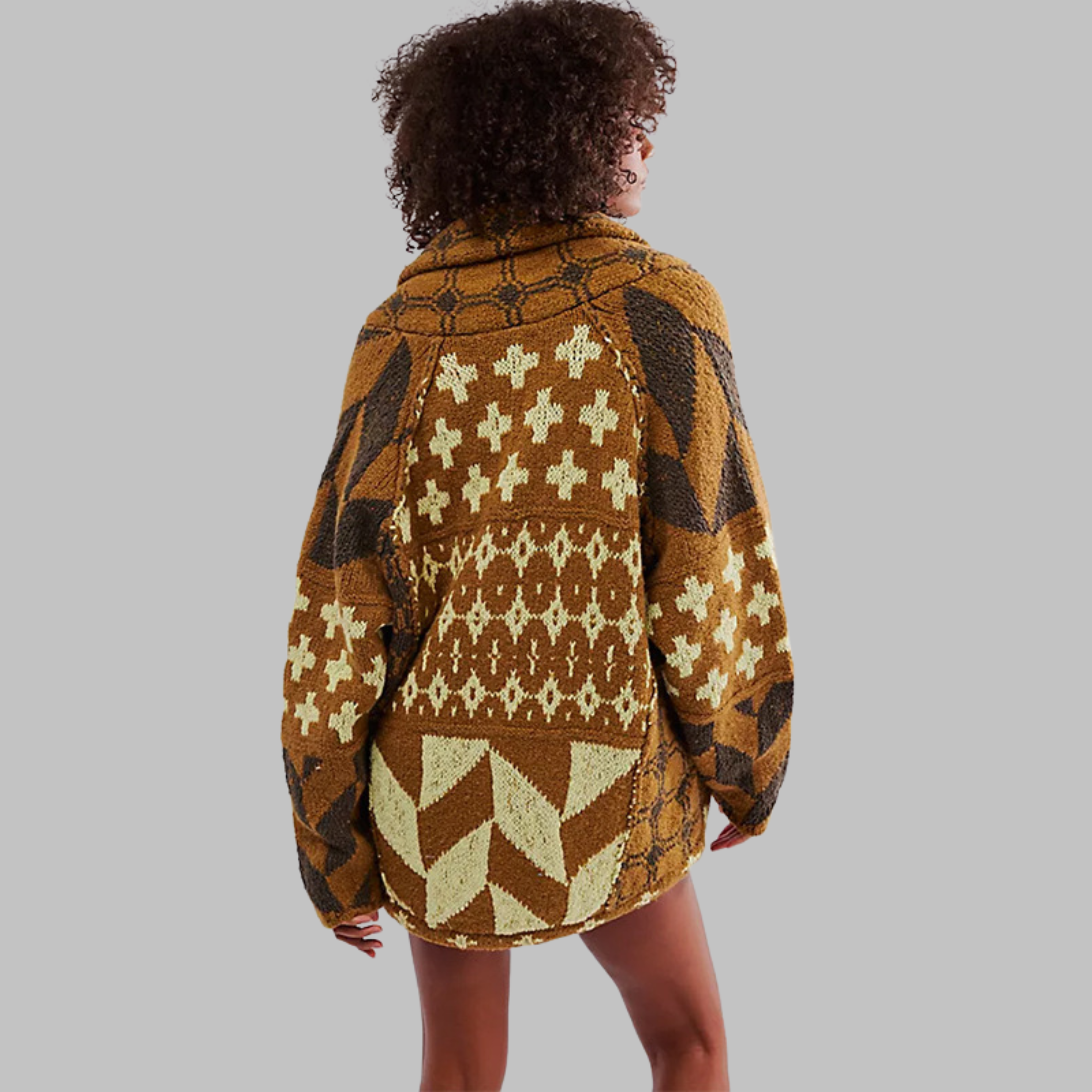 Long Geometric Women's Cardigan - Bold and Colourful