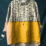 Alessia | Women's Yellow Colour Block Polka Dot Casual Shirt