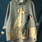 Hélène | Women's Elegant Dog Print Everyday Shirt