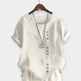 Sand | Button and Short Sleeved Blouse