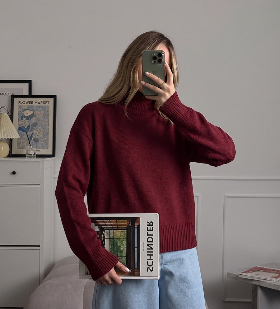 Women's Loose-Fit Solid Knit Sweater – A Casual and Comfortable Style for Every Day