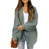 Women's Chunky Knit Cardigan – Oversized Wrap Style with Lantern Sleeves