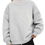 Women's loose-fit high-neck sweatshirt – Casual, comfortable style to pull on over other layers