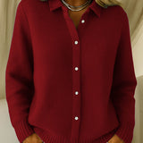 Women's Soft Knit Buttoned Vest – Classic Long Sleeves