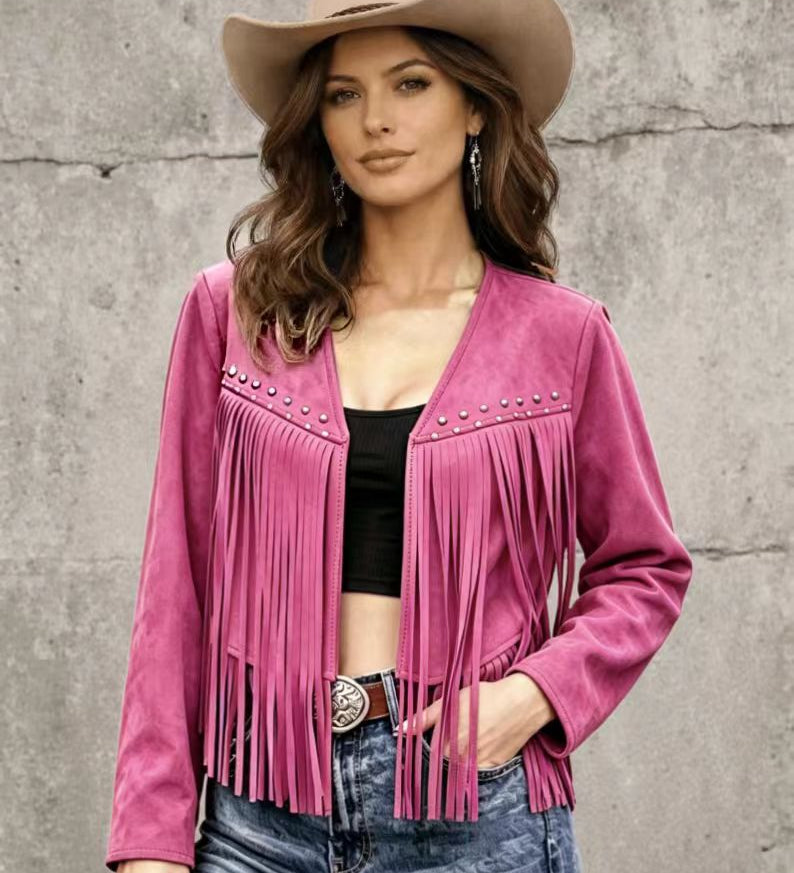 Long Women's Cardigan with Stud Details - Trendy and Comfortable