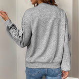 Soft Women's Sweater with Sewn Knot – Casual Grey Round Neck Sweatshirt