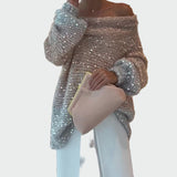 Kaia | Knitted Sequin One-Shoulder High Neck Plus