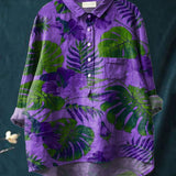 Isaline | Women's Casual Shirt with Tropical Leaf Print
