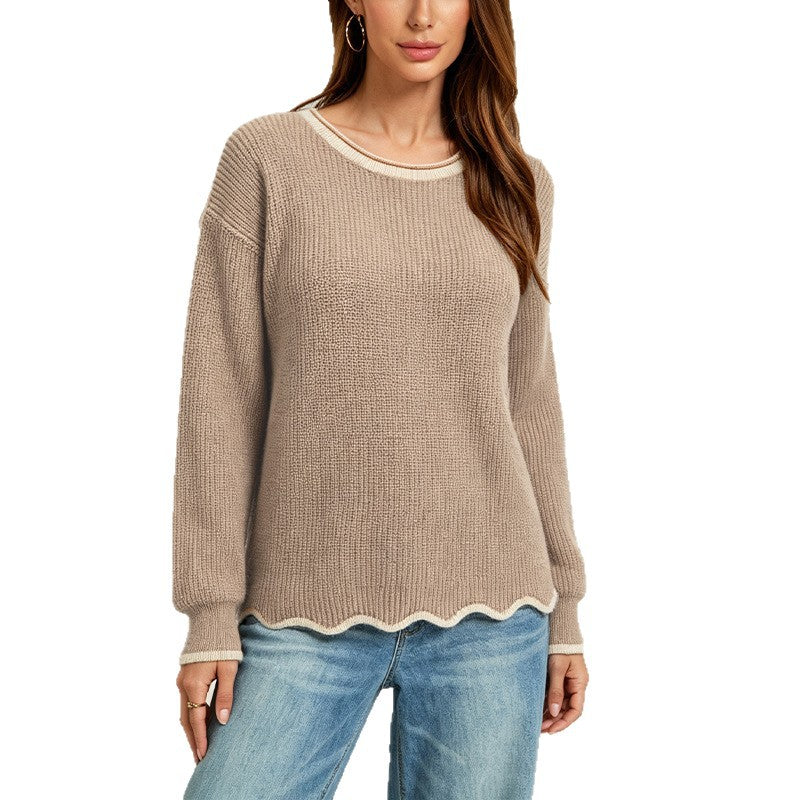 Women's Loose-Knit Crewneck Pullover – Versatile and Easy to Wear