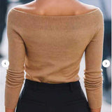 Women's off-the-shoulder knit sweater - Soft and modern