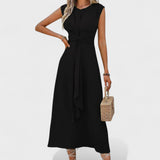 Emilia | Elegant sleeveless maxi dress with round neckline