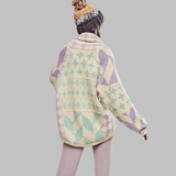 Long Geometric Women's Cardigan - Bold and Colourful