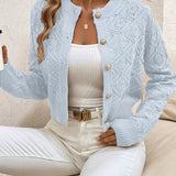 Women's Buttoned Openwork Cardigan - Elegant and Lightweight