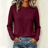 Women's solid-colour long-sleeve sweater - Soft and comfortable
