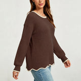 Women's Loose-Knit Crewneck Pullover – Versatile and Easy to Wear