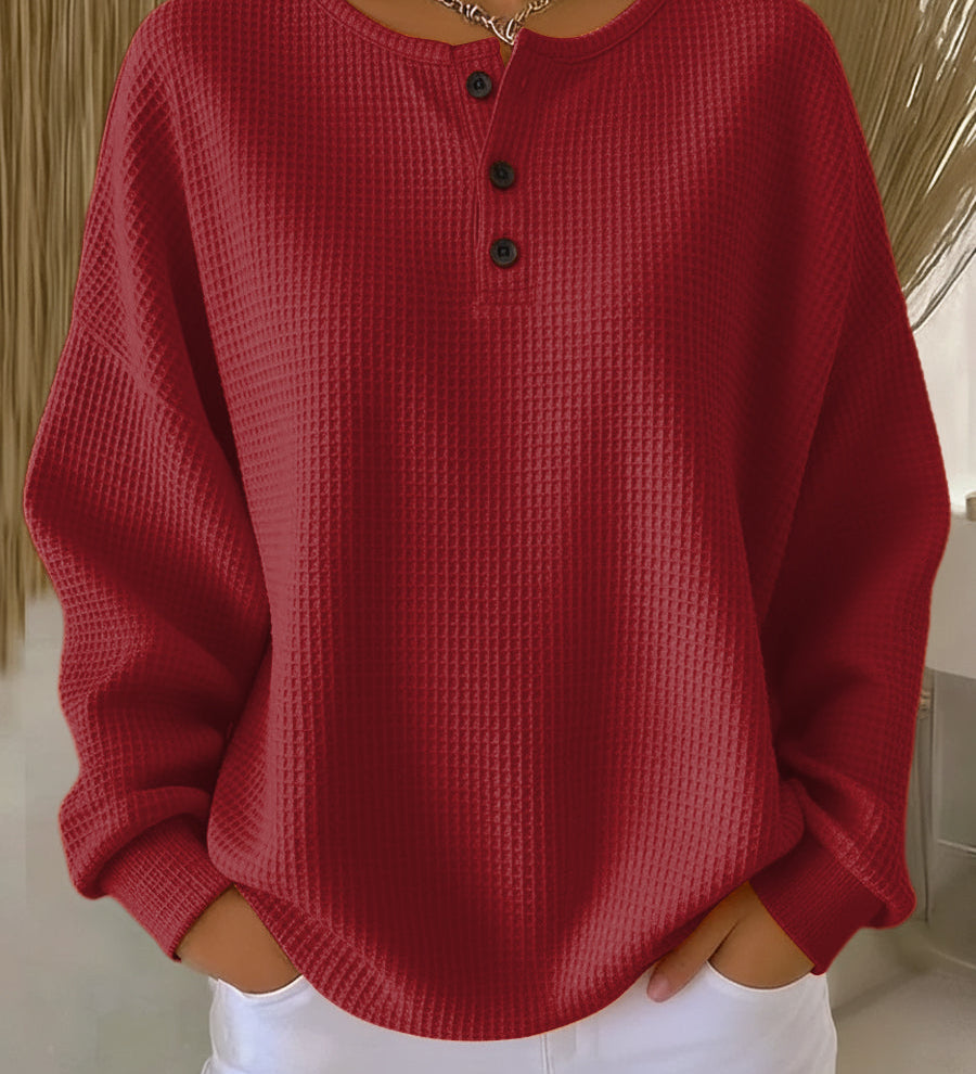 Miranda | Henley Textured Sweatshirt