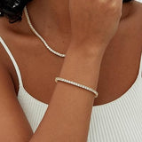 Gold-plated tennis bracelet with moissanite